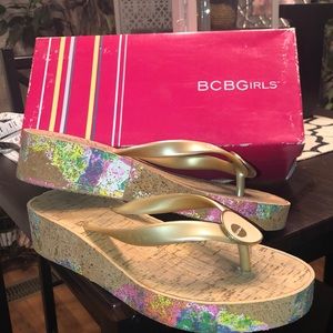 2/$15 BCBGirls cork bottom flip flops